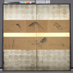 金銀地貼交絵屏風 / Gold and Silver Harimaze-e Folding Screens image