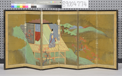 貴人観紅葉図屏風 / Byōbu (Folding Screen) with a Drawing of Aristocrats Looking at Fall Leaves image