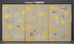 春夏秋冬扇面画貼込六曲一隻屏風 / Six-fold Screen with Semmenga (Painting on Paper Fans) of Four Seasons Pasted on It image