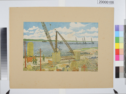 大東亜戦争海軍美術　攻略直後のシンガポール軍港 / Dai Tōa Sensō Kaigun Bijutsu (Naval Art of the Greater East Asia War), Singapore Naval Port Just after Occupation image
