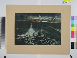 大東亜戦争海軍美術　潜水艦の米空母雷撃 / Dai Tōa Sensō Kaigun Bijutsu (Naval Art of the Greater East Asia War), A Submarine Torpedoes a U.S. Aircraft Carrier image