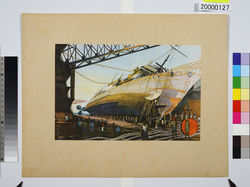 大東亜戦争海軍美術　船渠の引揚作業 / Dai Tōa Sensō Kaigun Bijutsu (Naval Art of the Greater East Asia War), Hauling Out Operation at the Dry Dock image
