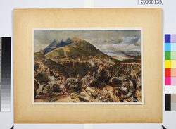 大東亜戦争陸軍作戦記録画　(4)　香港ニコルソン方面激戦図 / Army Campaign Record Paintings of the Greater East Asia War, (4) Fierce Fighting Near Mt. Nicholson, Hong Kong image
