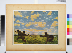 大東亜戦争陸軍作戦記録画　(12)　神兵パレンバンに降下す / Army Campaign Record Paintings of the Greater East Asia War, (12) Paratroops Descending on Palembang image