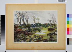 大東亜戦争陸軍作戦記録画　(16)　カリヂヤティ西方の爆撃 / Army Campaign Record Paintings of the Greater East Asia War, (16) Bombing at the West Area of Kalijati Airfield, Java image