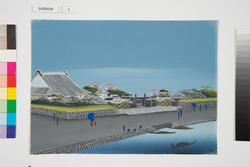 泥絵　江戸大名屋敷図　築地本願寺 / Doro-e, Map of Daimyō Residence in Edo, Tsukiji Hongwanji Temple image