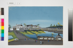 泥絵　江戸大名屋敷図　赤坂御門 / Doro-e, Map of Daimyō Residence in Edo, Akasakagomon Gate image