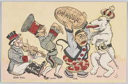 日露戦争風刺絵葉書 / Satirical Cartoon Postcard Depicting the Russo-Japanese War image