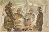 小倉静三画「暖をとる兵士」/