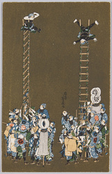 芳虎画 「梯子乗り」 / Painting by Yoshitora: Ladder-top Stunts image