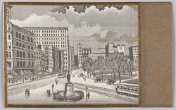 銅像のある街角(絹織絵葉書)SILK-WOVEN POSTCARD / Streets with a Statue (Silk Woven Postcard) image