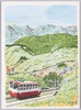 駒が岳山頂ケーブルカーと外輪山の景/View of the Cable Car and Outer Rim of the Volcanic Crater From the Summit of Mt. Komagatake image