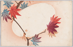 植物　絵葉書　紅葉にパレット / Plant Postcard: Autumn Leaves and Palette image