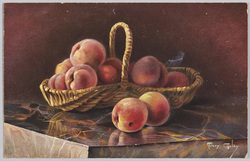 植物　絵葉書　手篭の桃 / Plant Postcard: Peaches in a Hand Basket image