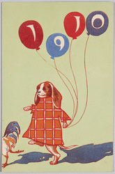 動物絵葉書　鶏年の後年は犬年(1910) / Animal Postcard: The Year of the Dog after the Year of the Rooster (1910) image
