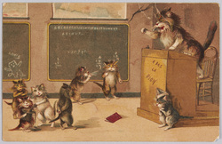動物絵葉書 猫の授業 / Animal Postcard: Anthropomorphic Cats at School image