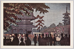 小林清親浮世絵展絵葉書 浅草夜見世 / Kobayashi Kiyochika Ukiyo-e Exhibition Picture Postcard: Night Stalls at Asakusa image