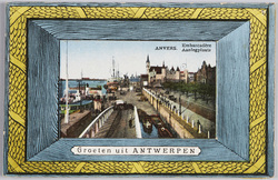 GROETEN UIT ANTWERPEN ANVERS. EMBARCADERE AANLEGPLAATS image