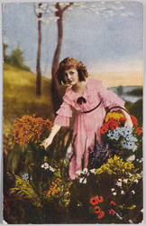 花を摘む外国の少女 / Foreign Girl Gathering Flowers image