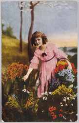 花を摘む外国の少女 / Foreign Girl Gathering Flowers image