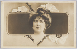 花模様を背にした外国人女性 / Foreign Woman on a Floral Pattern Background  image