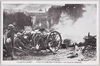 百発百中上海横浜路の野砲陣地より敵に猛射中の我陸戦隊/Not a Single Bullet Missing Target, Japanese Landing Forces Raining Heavy Fire on the Enemy from the Field Artillery Position on the Hengbang Road, Shanghai image