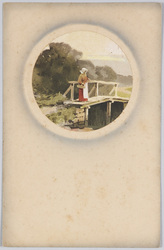 木橋の上に佇む婦人（美術絵葉書シリーズ１５２７）（外国製） / Woman Lingering on a Wooden Bridge (Artistic Picture Postcard Series 1527) (Foreign-Made) image