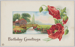 ポピーと庭（Ｂｉｒｔｈｄａｙ　Ｇｒｅｅｔｉｎｇｓ　Ｓｅｒｉｅｓ　７０２　Ａ）（外国製） / Poppies and Garden (Birthday Greetings, Series 702 A) (Foreign-Made) image