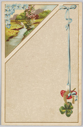 リボンで吊された馬蹄、クローバー、キノコと小川のある風景（ＥＲＩＫＡ）（外国製） / Horseshoe, Clover, and Mushroom Hung with Ribbon; Landscape with a Stream (ERIKA) (Foreign-Made) image
