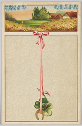リボンで吊された馬蹄、クローバーと農村風景(ERIKA)(外国製) / Horseshoe and Clovers Hung with Ribbon; Landscape of a Farm Village (ERIKA) (Foreign-Made) image