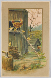 鶏小屋と犬小屋のある庭（Ｒａｐｈａｅｌ　Ｔｕｃｋ＆Ｓｏｎｓ’”Ａｒｔ”Ｓｅｒｉｅｓ　６８９５）（外国製） / Garden with a Chicken Coop and Kennel (Raphael Tuck & Sons' Art Series 6895) (Foreign-Made) image