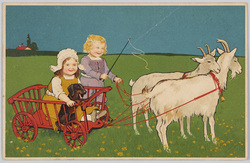 馬車あそび(美術絵葉書シリーズ1508) / Playing with a Cart Pulled by Goats (Artistic Picture Postcard Series 1508) image