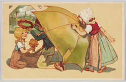 傘と子供たち（３）（美術絵葉書シリーズ１３１３）（外国製） / Children Playing with a Large Umbrella (3) (Artistic Picture Postcard Series 1313) (Foreign-Made) image