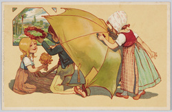 傘と子供たち(3)(美術絵葉書シリーズ1313)(外国製) / Children Playing with a Large Umbrella (3) (Artistic Picture Postcard Series 1313) (Foreign-Made) image