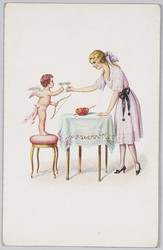 天使と乾杯する女性 / Woman Making a Toast with a Cupid image