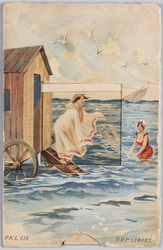 海水浴の女性たち(仕掛け絵葉書)(外国製) / Women Bathing in the Sea (Picture Postcard with a Hidden Picture) (Foreign-Made) image