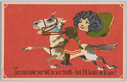 乗馬（Ｙｅｒ　ｃａｎ　ｔａｋｅ　ｙｅｒ　ｂｉｔ　ｉｎ　ｙｅｒ　ｔｅｅｔｈ　－ｂｕｔ　Ｉ’ｌｌ　ｈｏｌｄ　ｏｎ　ｆｏ　ｙｅｒ！）（Ｓｅｒｉｅｓ　Ｎｏ．５０６４）（外国製） / Horse Riding (Yer Can Take Yer Bit in Yer Teeth - But I'll Hold on fo Yer!) (Series No. 5064) (Foreign-Made) image