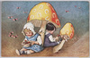 馬蹄模様の大きなキノコの下でテントウムシと遊ぶ（Ｓｅｒｉｅ　１０９１．）（外国製）/Playing with Ladybirds under a Large Mushroom with Horseshoe Design (Series 1091.) (Foreign-Made) image