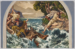 ウィリアムテルのフレスコ画(スイス・ルッツエルン,テルスカペレ), / Willam Tell Fresco in The Tell' s Chapel, Lucerne, Swiss image