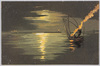 漁火(月夜の水辺風景水彩画)/Fisherman's Fire (Moonlit Waterside Watercolor Landscape Painting) image
