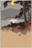 松林から望む橋と船(月夜の水辺風景水彩画)/Bridge and Boat Seen from a Pine Grove (Moonlit Waterside Watercolor Landscape Painting) image