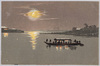 屋形船(月夜の水辺風景水彩画)/Yakatabune (Pleasure Boat) (Moonlit Waterside Watercolor Landscape Painting) image