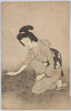 花を摘む和装女性(軍事郵便)/Woman in Kimono Gathering Flowers (Military Post) image