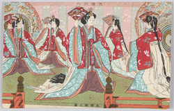 大礼記念 五節舞之図 逓信省発行 / Commemoration of the Enthronement Ceremony: Picture of the Gosechi no Mai Court Dance, Issued by the Ministry of Communications image