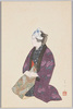 版画はがき 伊豆大島アンコ三姿(2)座姿/Woodblock Print Postcard, Three Figures of Young Women in Izu Ōshima Island (2) Seated Figure image