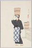 版画はがき 伊豆大島アンコ三姿(3)水くみ/Woodblock Print Postcard, Three Figures of Young Women in Izu Ōshima Island (3) Drawing Water image