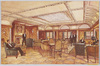 M. S. "CHICHIBU MARU", SMOKING-ROOM. IN THE ELEGANT STYLE OF THE WILLIAM AND MARY PERIOD. MAH JONG SETS AND REQUISITES FOR VARIOUS OTHER GAMES ARE PROVIDED FOR GENERAL USE. image
