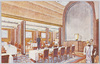 M. S. "CHICHIBU MARU", DINING-SALOON. DECORATED BY MARC. SIMON OF PARIS IN THE MODERN STYLE, ACCOMMODATES 180 PASSENGERS AT ONE SITTING. image