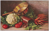 野菜とフライパン(Raphael　Tuck＆Sons’”OILETTE”Serie”Gemuse－Stilleben”No.848)(外国製)/Vegetables and Frying Pan (Raphael Tuck & Sons' 