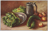 野菜と器(Raphael Tuck＆Sons’”OILETTE”Serie.”Gemuse－Stilleben”No.848.)(外国製)/Vegetables and Tableware (Raphael Tuck & Sons' 